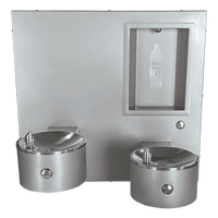 CWBFD-3WM outdoor bottle filler with 2-bowl drinking fountain