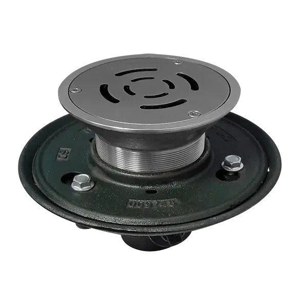 LRFD-RD ligature-resistant floor drain, round strainer, top view