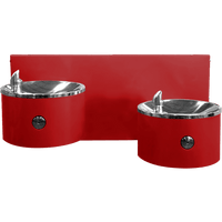 WODF-2WM outdoor drinking fountain, 2 bowl, wall mounted, red
