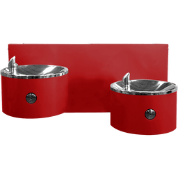 WODF-2WM outdoor drinking fountain, 2 bowl, wall mounted, red